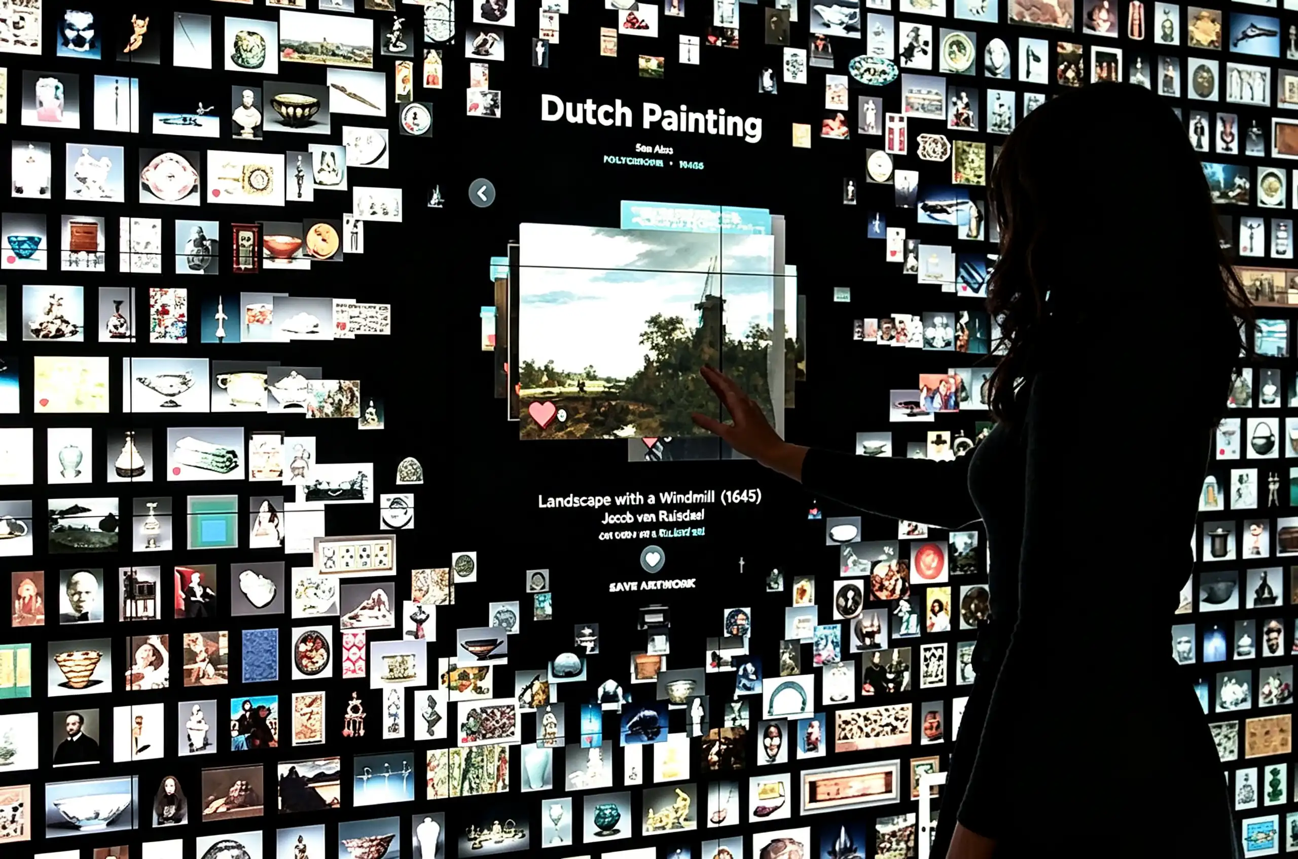 Museum interactive exhibition with touch foil on acrylic glass